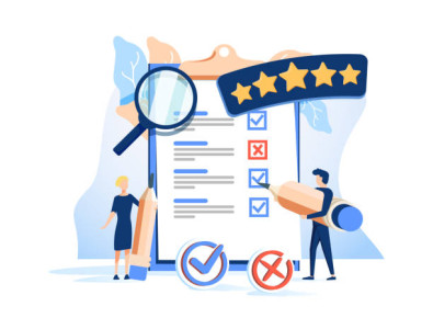 Grafika przedstawia dwie osoby analizujące dokument. 